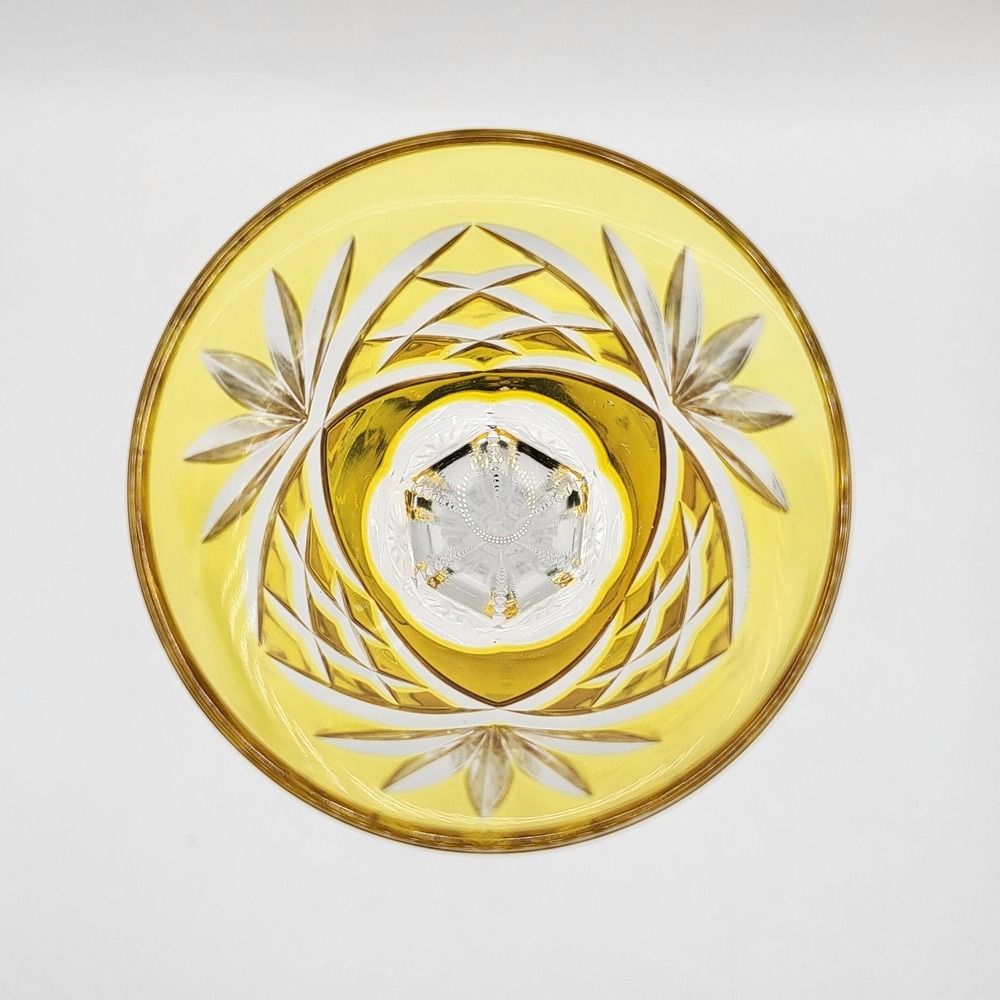 Fabergé Na Zdorovye Yellow Cut to Clear Crystal Cordial Glass Acid Etched - Picture 8 of 10